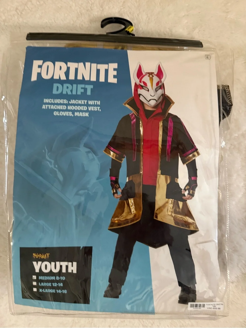 Spirit Fortnite Drift Youth Masked Costume - White, Pink, Gold, Black